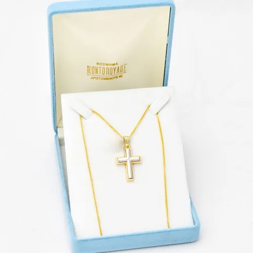 14K Χρυσός Δίχρωμος Σταυρός GS516T