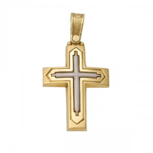 14K Χρυσός Δίχρωμος Σταυρός GS791T