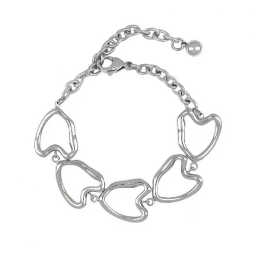 Βραχιόλι από Ασημί Ανοξείδωτο Ατσάλι με "Κρίκους-Καρδιά" HBS3601