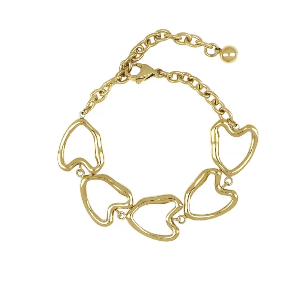 Βραχιόλι από Επιχρυσωμένο Ανοξείδωτο Ατσάλι με "Κρίκους-Καρδιά" HBS3602