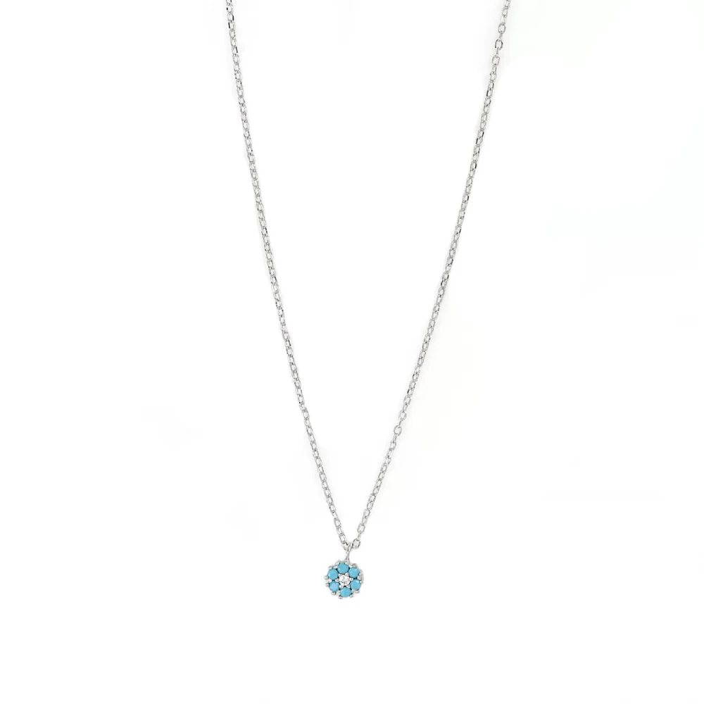 925 Ασήμι Κολιέ με Τιρκουάζ και Λευκό Ζιργκόν IN1458S