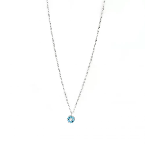 925 Ασήμι Κολιέ με Τιρκουάζ και Λευκό Ζιργκόν IN1458S