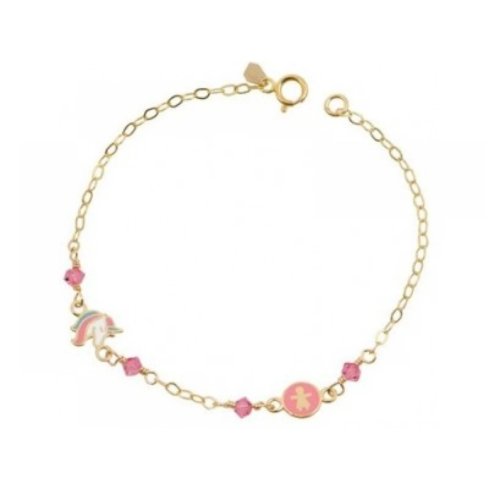 9K Χρυσό Παιδικό Bραχιόλι με Μονόκερο και Παιδάκι  JR9195