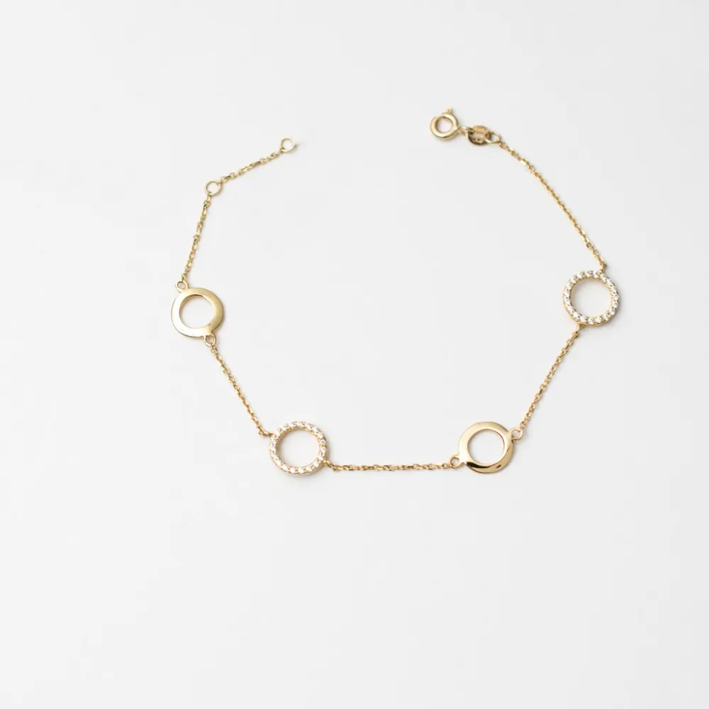 14Κ Βραχιόλι Χρυσό με Κύκλους & Ζιργκόν BR565KM1