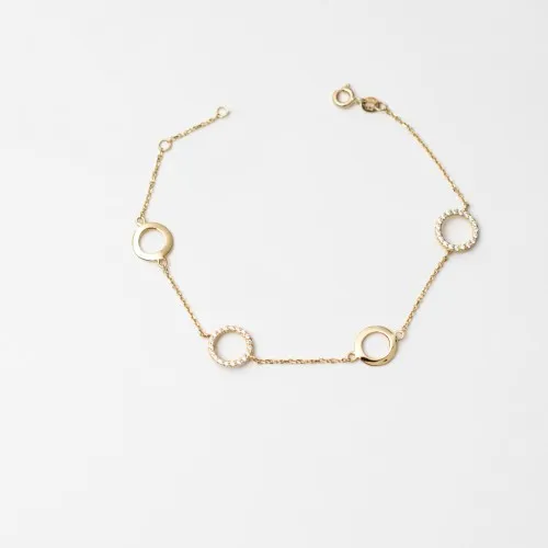 14Κ Βραχιόλι Χρυσό με Κύκλους & Ζιργκόν BR565KM1