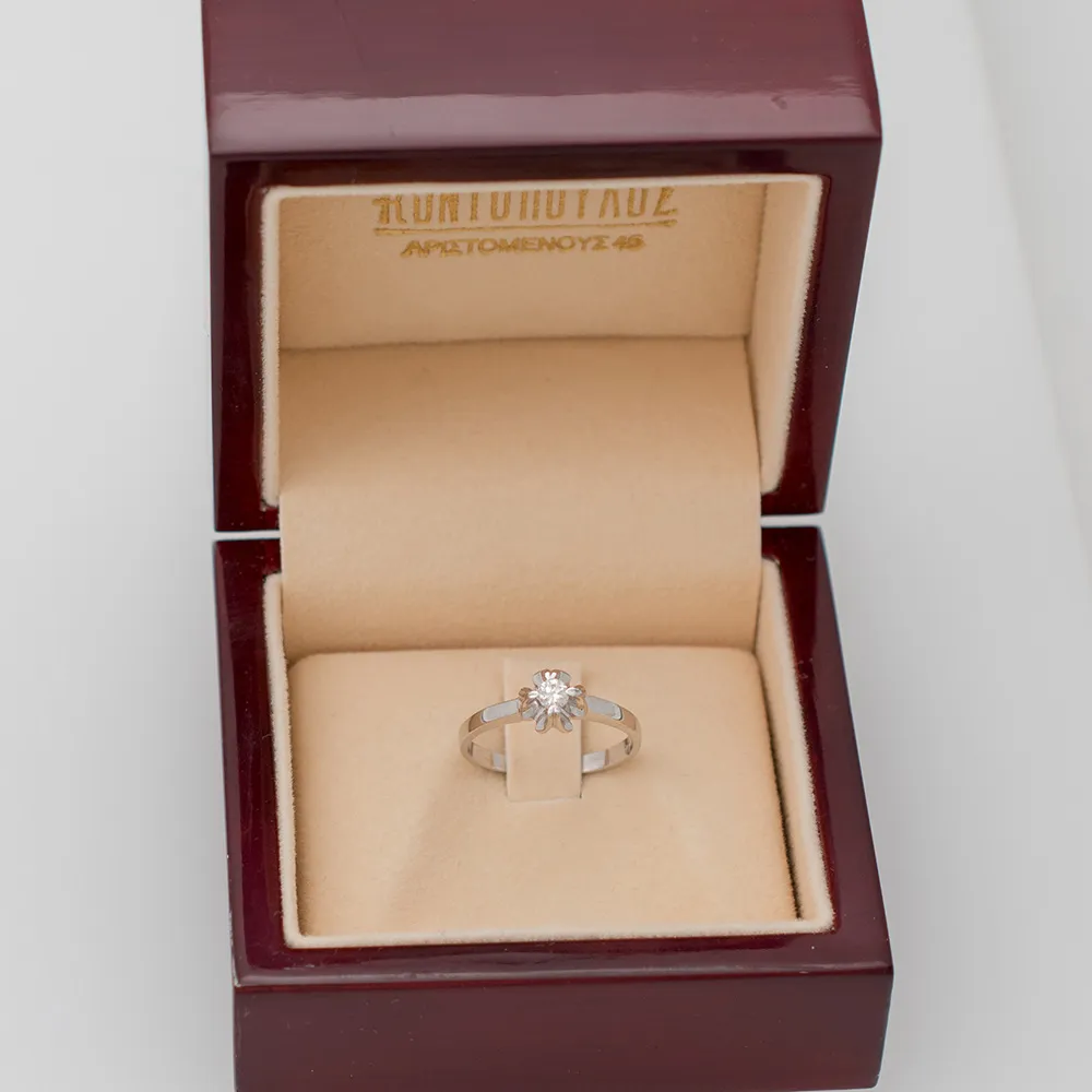 18K Μονόπετρο Δαxτυλίδι Αρραβώνων με Διαμάντι K04