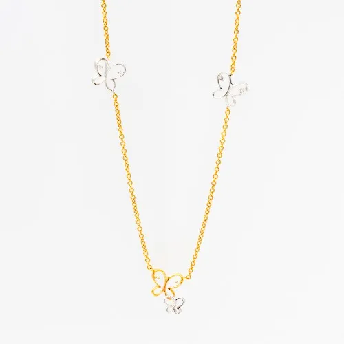 18Κ Χρυσό Δίχρωμο Κολιέ KO9EH