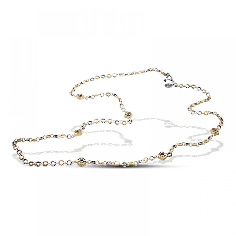 DIMITRIOS EXCLUSIVE 925 Ασήμι Τρίχρωμη Αλυσίδα με Swarovski Κρύσταλλα και Σταυρούς K278