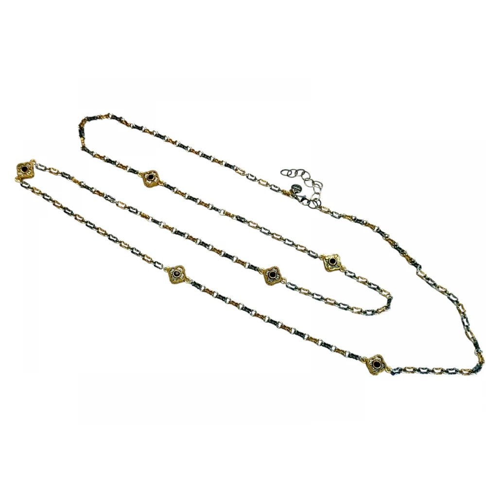 DIMITRIOS EXCLUSIVE 925 Ασήμι Τρίχρωμη Αλυσίδα με Swarovski Κρύσταλλα και Σταυρούς K278