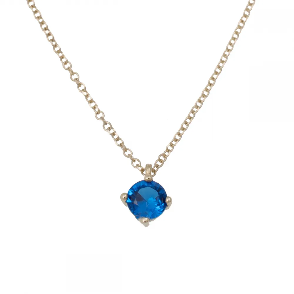 14Κ Χρυσό Κολιέ με Μπλε Κρύσταλλο K370GKBL