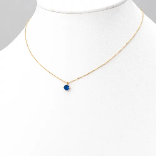 14Κ Χρυσό Κολιέ με Μπλε Κρύσταλλο K370GKBL