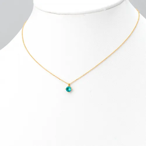 14Κ Χρυσό Κολιέ με Γαλάζιο Κρύσταλλο K370GKPB