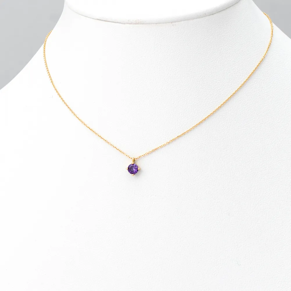 14Κ Χρυσό Κολιέ με Μωβ Κρύσταλλο K370GKPU