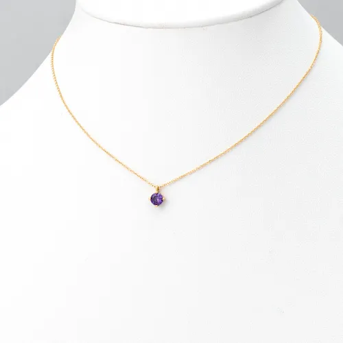 14Κ Χρυσό Κολιέ με Μωβ Κρύσταλλο K370GKPU