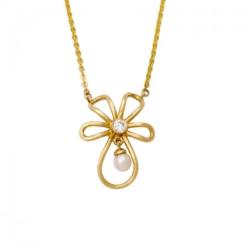 14Κ Χρυσό Κολιέ με Μαργαριτάρι & Ζιργκόν K504K40