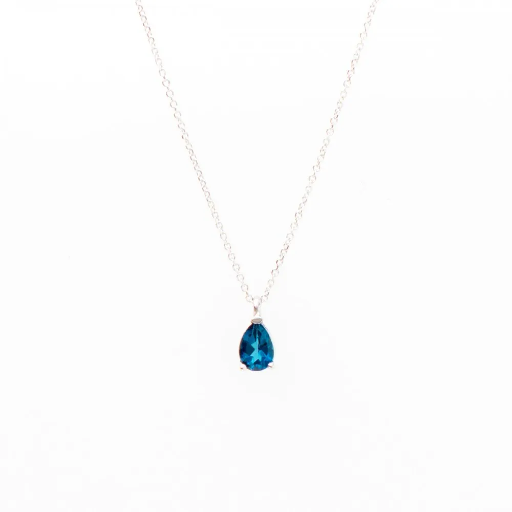14K Λευκόχρυσο Κολιέ Με Blue London Τοπάζι KL0985-BL.W