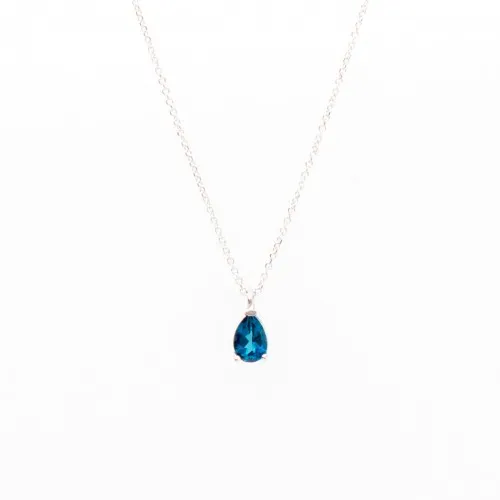 14K Λευκόχρυσο Κολιέ Με Blue London Τοπάζι KL0985-BL.W