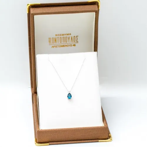 14K Λευκόχρυσο Κολιέ Με Blue London Τοπάζι KL0985-BL.W