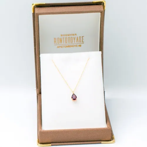 14K Χρυσό Κολιέ Με Γρανάδα Λίθο KL0986A-GR.G