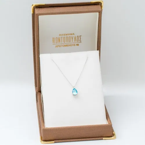 14K Λευκόχρυσο Κολιέ Με Swiss Τοπάζι 0986SWW