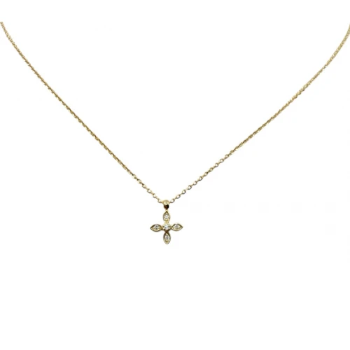 9Κ Χρυσό Κολιέ Μικρός Σταυρός με Ζιργκόν KL099ANR