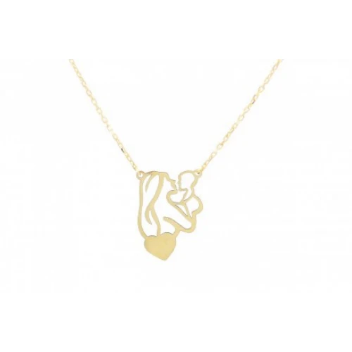 14Κ Χρυσό Κολιέ "Μαμά με παιδί" και "Καρδιά" KL113AN