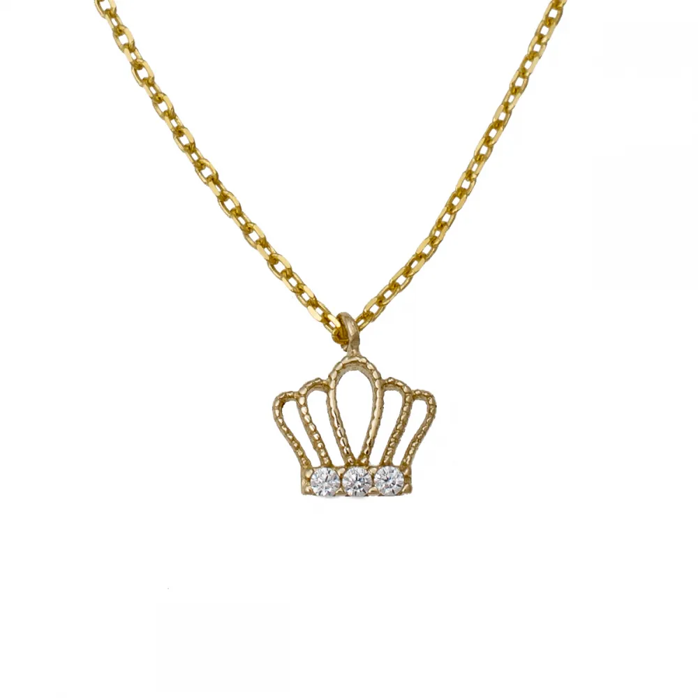9K Χρυσό Κολιέ "Βασιλικό Στέμμα" με Ζιργκόν K169IG