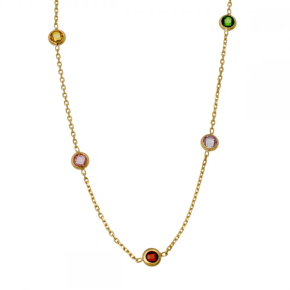 14K Χρυσό Κολιέ Με Πολύχρωμα Ζιργκόν KL248VR