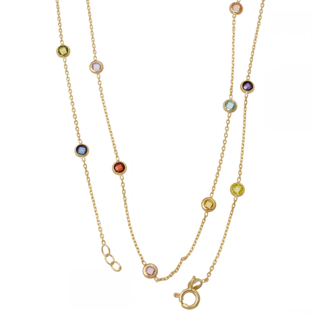 14K Χρυσό Κολιέ Με Πολύχρωμα Ζιργκόν KL248VR