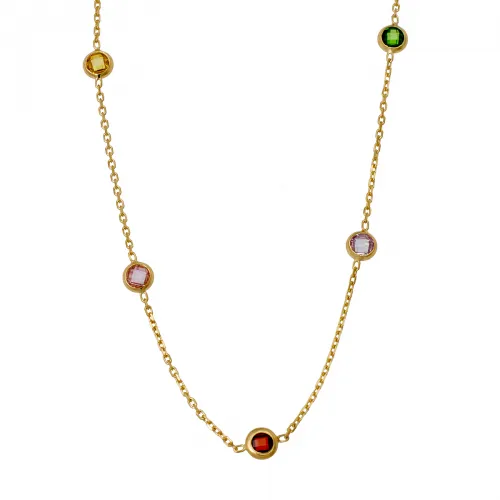 14K Χρυσό Κολιέ Με Πολύχρωμα Ζιργκόν KL248VR