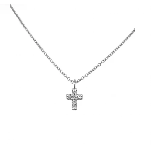 14K Λευκόχρυσο Κολιέ Σταυρός Με Διαμάντι KL61032