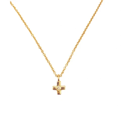 14K Χρυσό Κολιέ Σταυρός Με Διαμάντι KL61034
