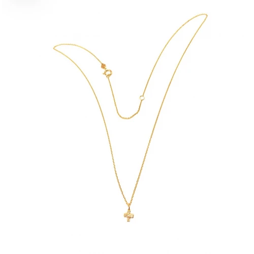 14K Χρυσό Κολιέ Σταυρός Με Διαμάντι KL61035