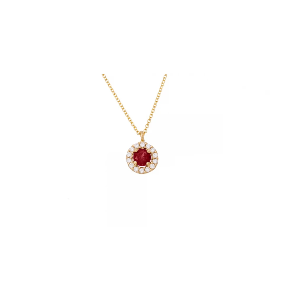 14K Χρυσό Κολιέ Με Γρανάτης και Ζιργκόν KL6314GR