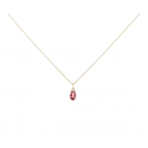 14K Χρυσό Κολιέ με Γρανάτη και Διαμάντια KL6351GR