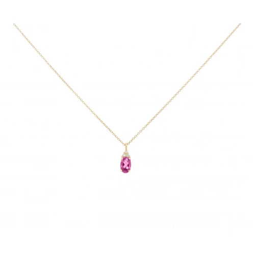 14K Χρυσό Κολιέ με Ροδολίτη και Διαμάντια KL6351ROD