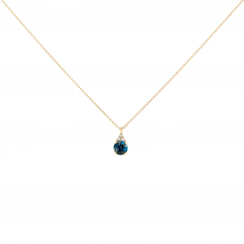 14K Χρυσό Κολιέ Με Διαμάντια και Blue London KL6352BL