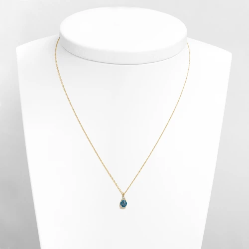 14K Χρυσό Κολιέ Με Διαμάντια και Blue London KL6352BL