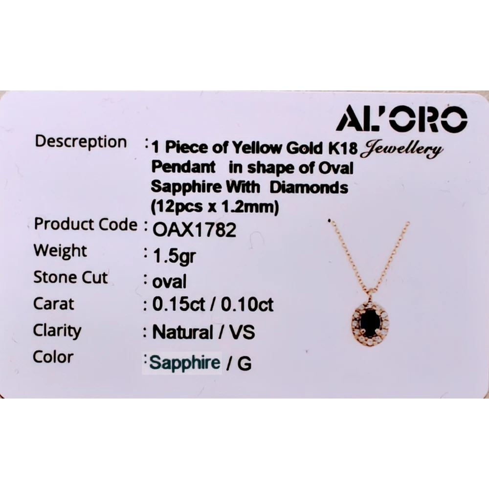 18K Χρυσό Κολιέ με Ζαφείρι & Διαμάντια KLOAX1782