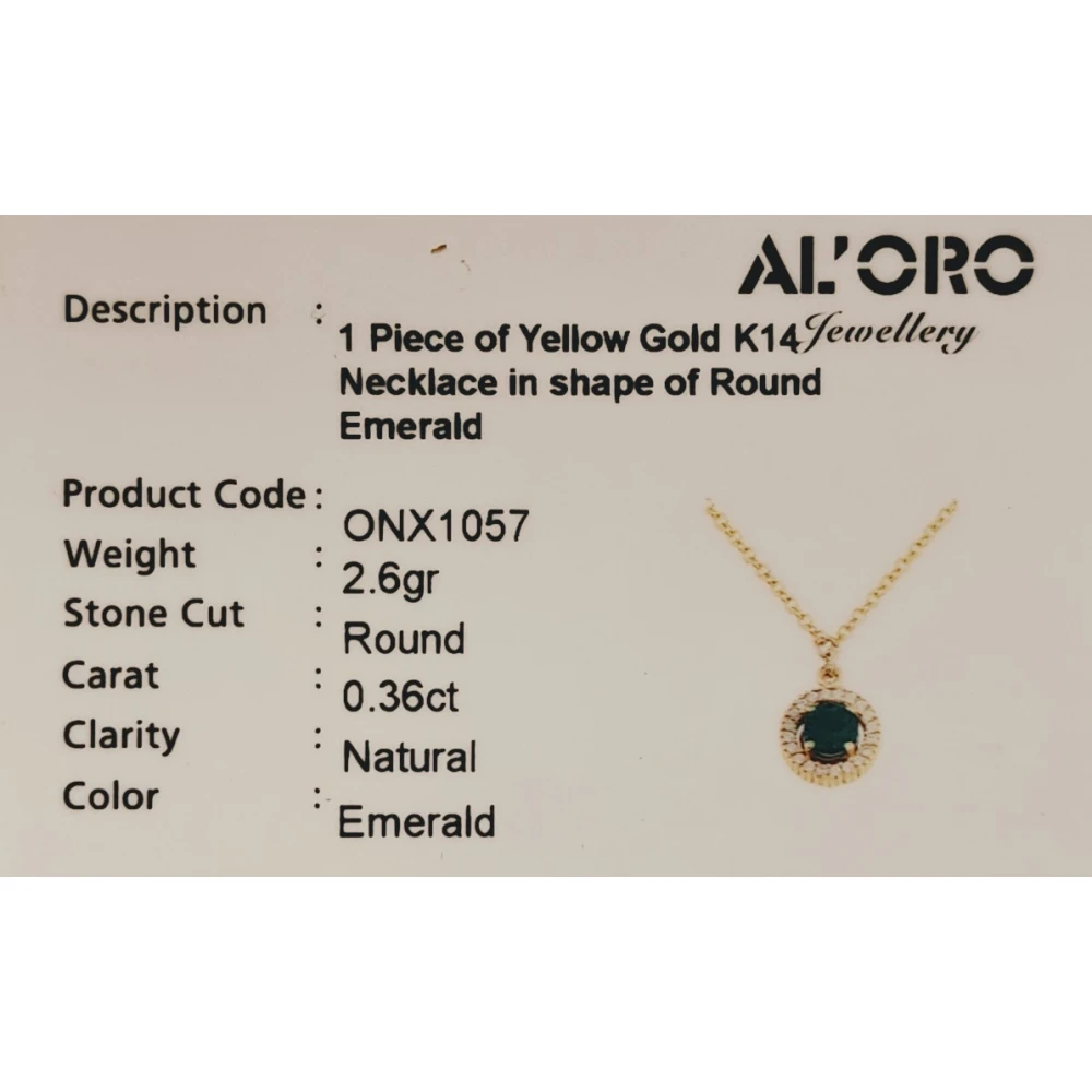 14K Χρυσό Κολιέ με Σμαράγδι & Ζιργκόν KLONX1057