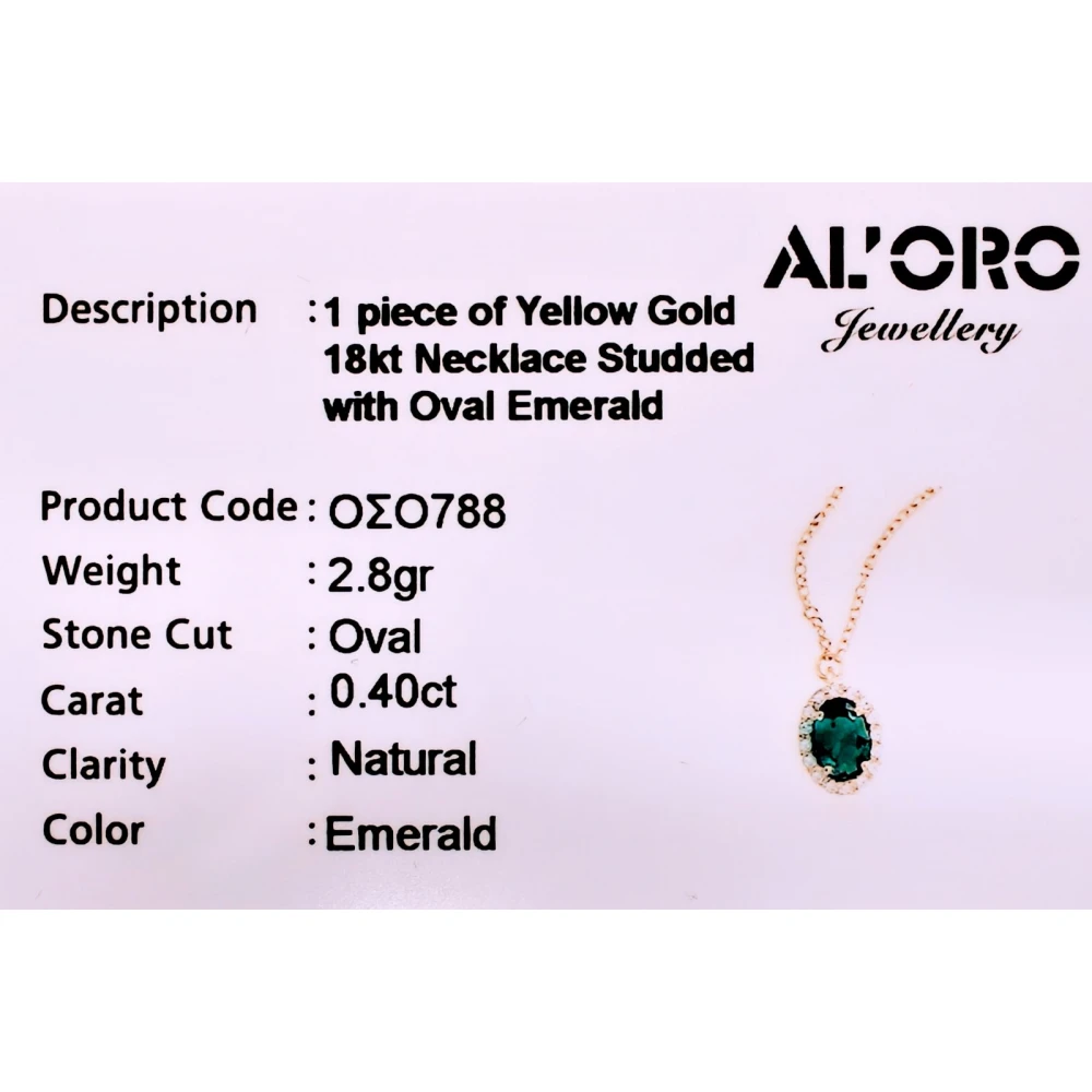 18K Χρυσό Κολιέ με Σμαράγδι και Ζιργκόν KLOSO788