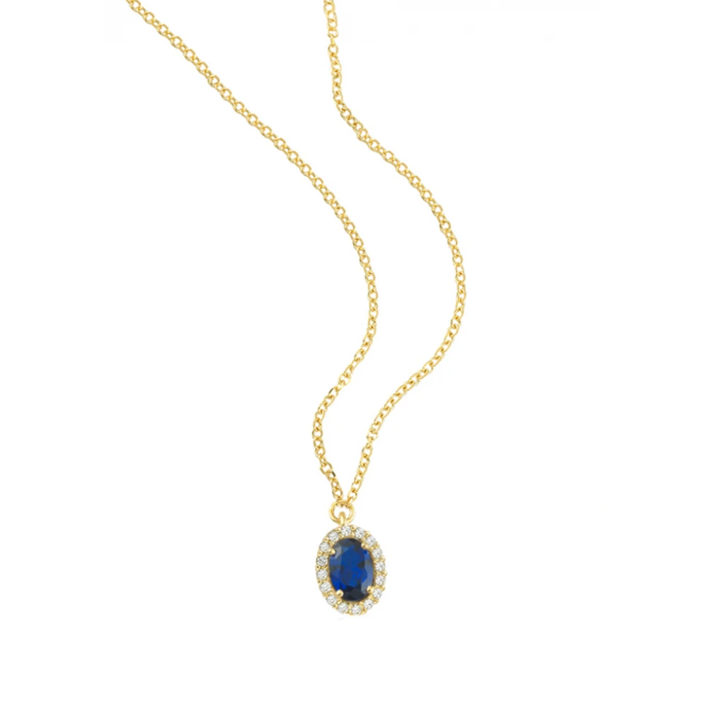 18K Χρυσό Κολιέ με Ζαφείρι και Ζιργκόν KLSO787
