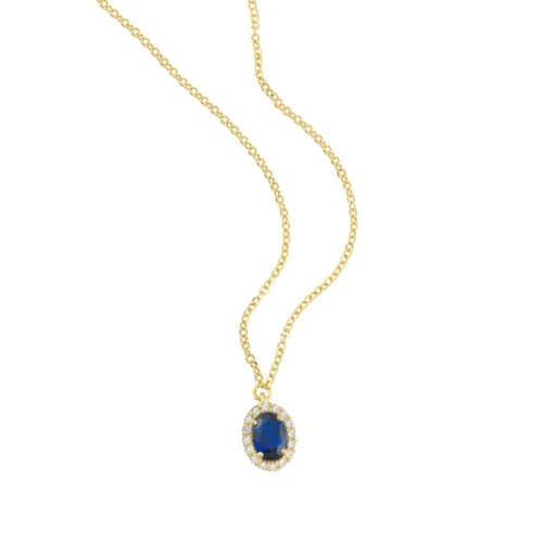 18K Χρυσό Κολιέ με Ζαφείρι και Ζιργκόν KLSO787