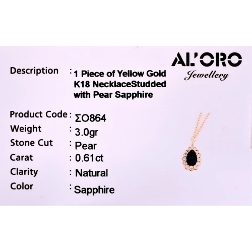 18K Χρυσό Κολιέ με Ζαφείρι και Ζιργκόν KLSO864