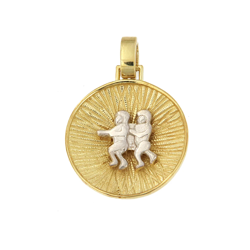 14K Χρυσό Μενταγιόν Ζώδιο και Κωνσταντινάτο "Δίδημοι" KNZ20GEM