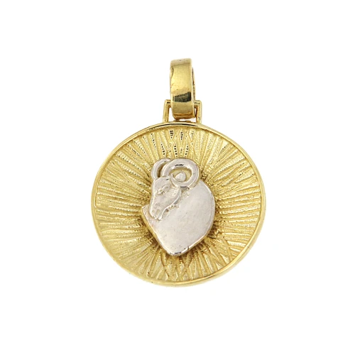 14K Χρυσό Μενταγιόν Ζώδιο και Κωνσταντινάτο "Κριός" KNZ20AR