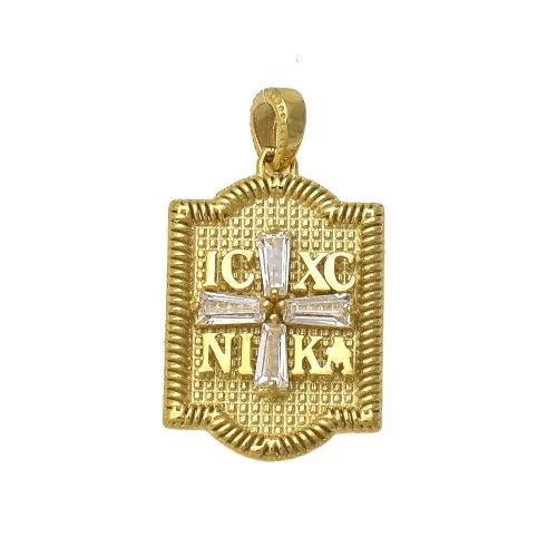 14K, Χρυσό Κωνσταντινάτο, Διπλής Όψεως με Ζιργκόν KN175VR1