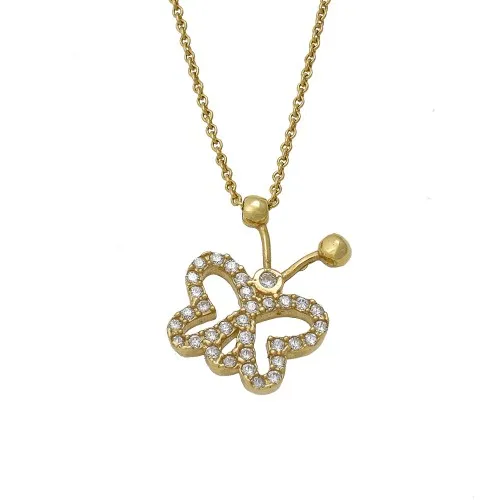 14K Χρυσό Κολιέ "Πεταλούδα" Με Ζιργκόν KN237