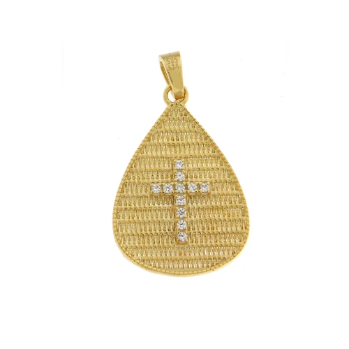 14K Χρυσό Κωνσταντινάτο Διπλής Όψεως με Ζιργκόν KN354K