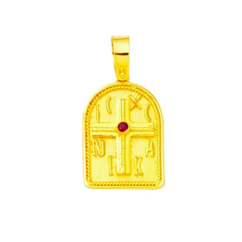 14K Χρυσό Κωνσταντινάτο Χειροποίητο με Ρουμπίνι KN673D1